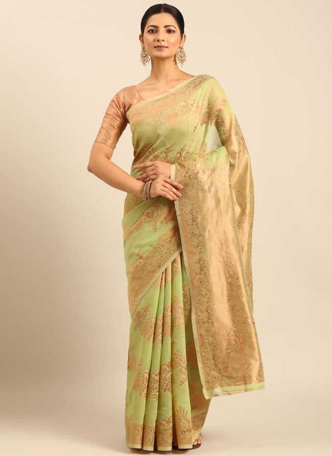 Cotton Mint Daily Wear Weaving Saree